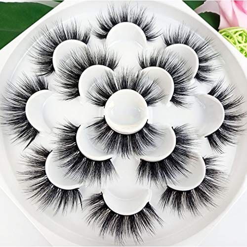 Veleasha 5D Faux Mink Lashes Handmade Luxurious Volume Fluffy Natural False Eyelashes 7 Pairs | Dubai