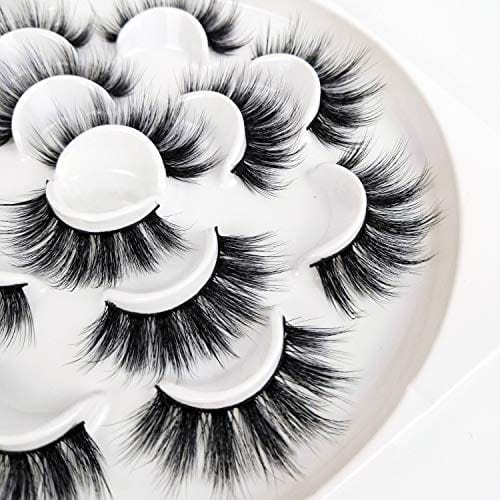 Veleasha 5D Faux Mink Lashes Handmade Luxurious Volume Fluffy Natural False Eyelashes 7 Pairs | Dubai