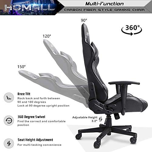 Homall Gaming Chair Office Chair High Back Computer Chair PU Leather Desk Chair PC Racing Executive Ergonomic Adjustable Swivel Task Chair