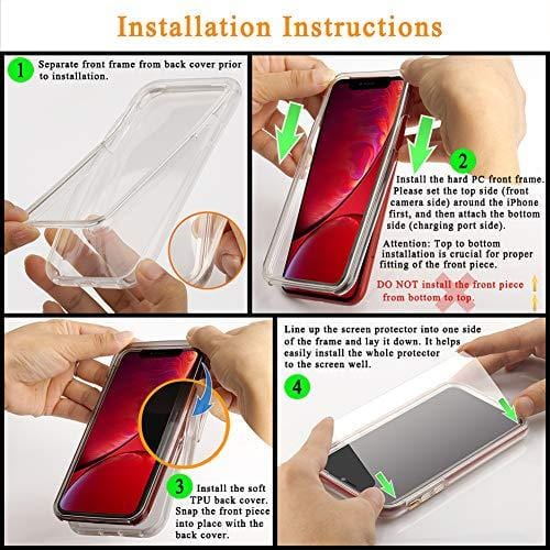 COOLQO Compatible for iPhone 11 Case, with [2 x Tempered Glass Screen Protector] Clear 360 Full Body Coverage Hard PC+Soft Silicone