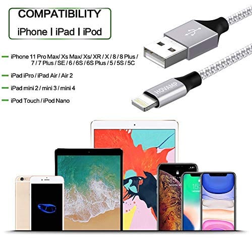 iPhone Charger [Apple MFi Certified] YEFOOT 5Pack(3/3/6/6/10FT) Compatible iPhone 12Pro Max/12Pro/12/11/Pro/Xs Max/X/8 and More-Silver&White