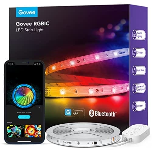 Govee RGBIC LED Strip Lights, 16.4ft Smart LED Lights for Bedroom, Bluetooth LED Lights APP Control, DIY Multiple Colors on One Line, Color Changing LED Lights Music Sync for Gaming Room, Indoor