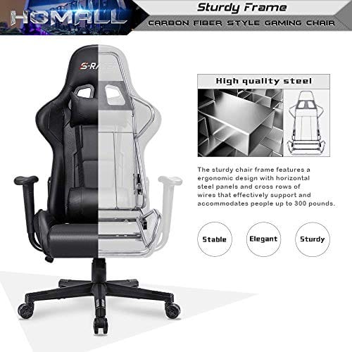 Homall Gaming Chair Office Chair High Back Computer Chair PU Leather Desk Chair PC Racing Executive Ergonomic Adjustable Swivel Task Chair