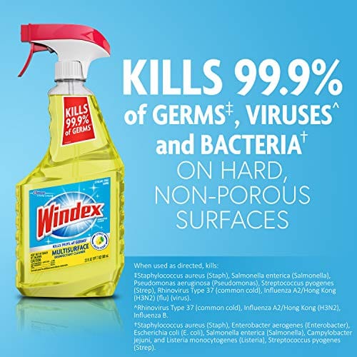 Windex Multi-Surface Cleaner and Disinfectant Spray Bottle, Scent, Citrus Fresh, 23 Fl Oz (Pack of 1)