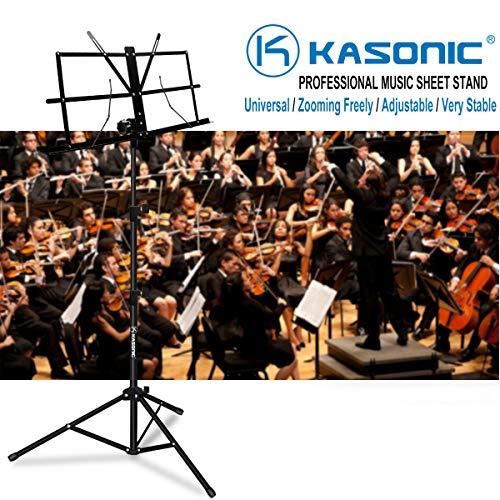 Music Stand, Kasonic 2 in 1 Dual-Use Folding Sheet Music Stand & Desktop Book Stand, Portable and Lightweight with Music Sheet Clip