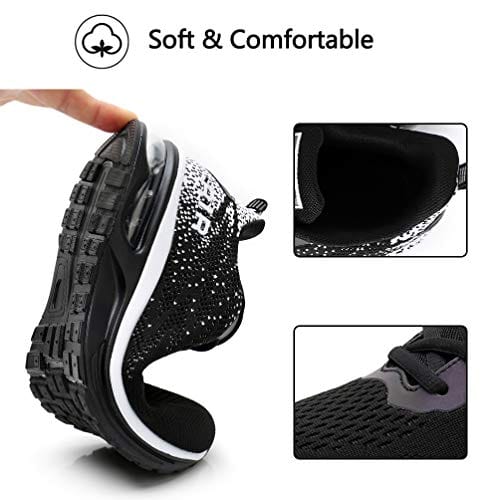 RUMPRA Women Sneakers Lightweight Air Cushion Gym Fashion Shoes Breathable Walking Running Athletic Sport(B-Black,42)