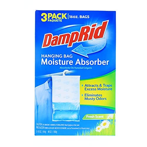 DampRid Hanging Bag, Moisture Absorber, Pack of 3 (16 oz. ea.), 3 Pack, Blue