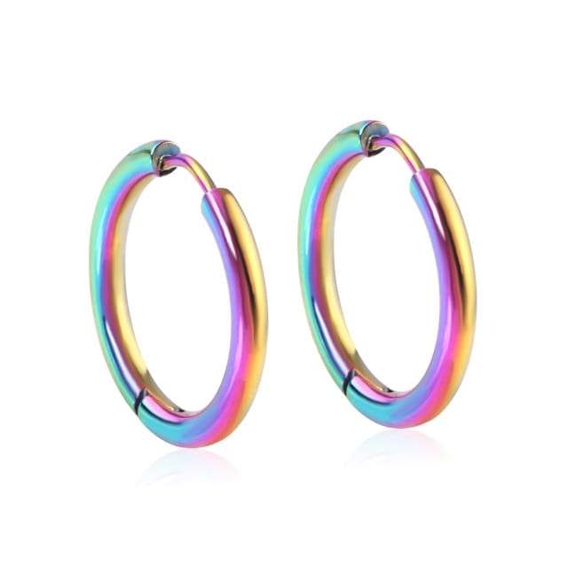 LUXUSTEEL 1Pairs/2pcs Trendy Small Hoop Earrings Women Girl Coloful Round Circle Earring 2021 Anti-allergy Brinco Accessories