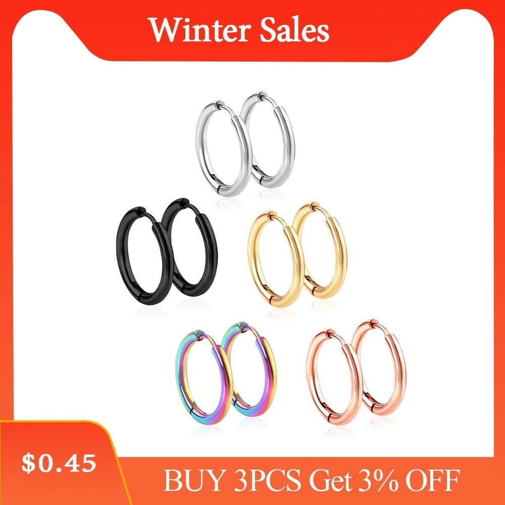 LUXUSTEEL 1Pairs/2pcs Trendy Small Hoop Earrings Women Girl Coloful Round Circle Earring 2021 Anti-allergy Brinco Accessories