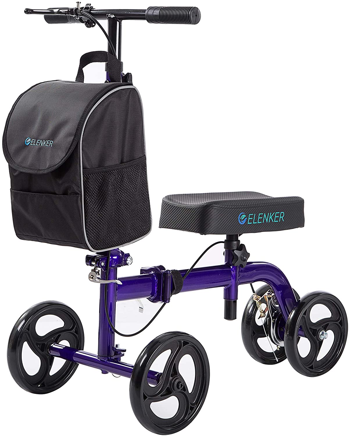 HFK-9270 ELENKER?  Steerable Knee Scooter for Foot Injuries Ankles Surgery with Comfortable Soft Knee Pad and Multifunctional Indigo Refurbished