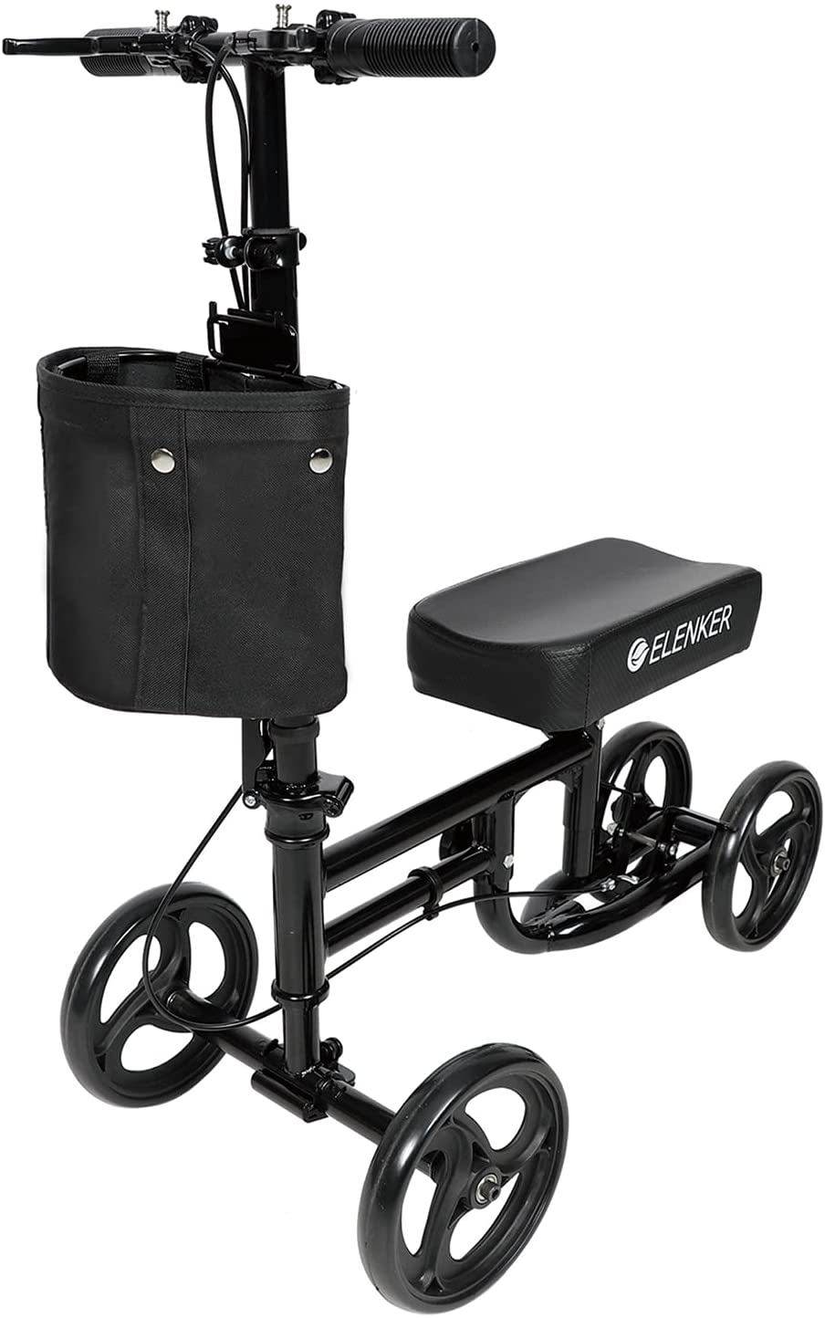 KGH-9161A  ELENKER?  Steerable Knee Walker Deluxe Medical Scooter for Foot Injuries Compact Crutches Alternative Black