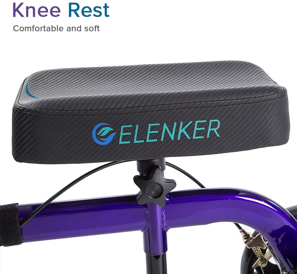 HFK-9270 ELENKER?  Steerable Knee Scooter for Foot Injuries Ankles Surgery with Comfortable Soft Knee Pad and Multifunctional Indigo Refurbished