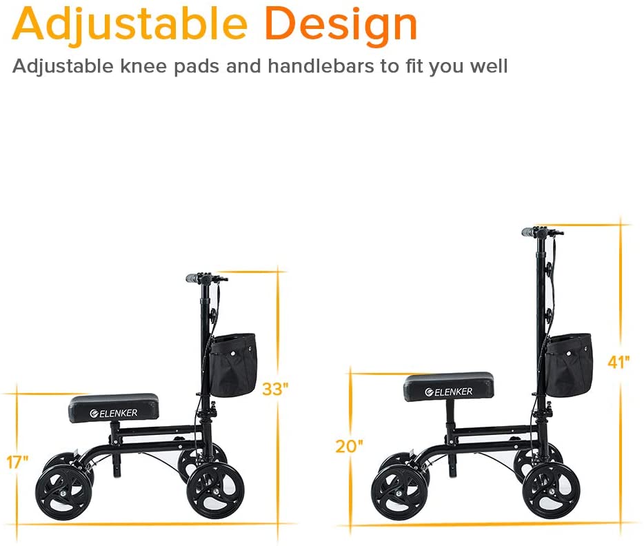 HW-8001 ELENKER?  ELENKER?  Knee Scooter Economy Knee Walker with Dual Braking System for Injury or Surgery to The Foot