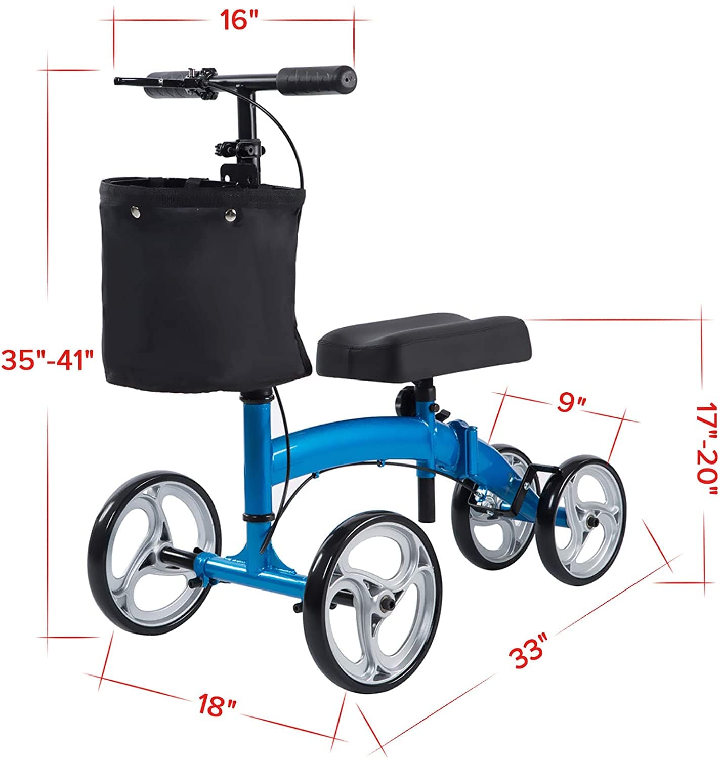 KGH-9155 ELENKER?  Lightweight Foldable Knee Scooter Crutches Alternative for Foot Injuries Ankles Surgery