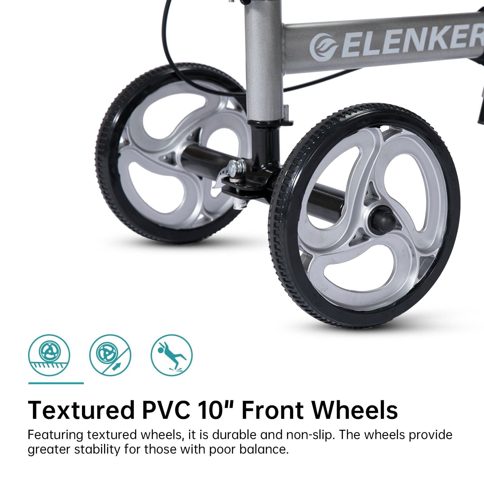 ELENKER? YF-9003C Steerable Knee Walker Deluxe Medical Scooter for Foot Injuries Compact Crutches Alternative Silver Refurbished