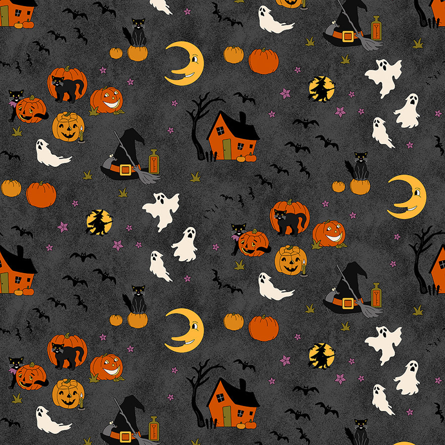  No Tricks, Just Treats Motif Allover Gray 