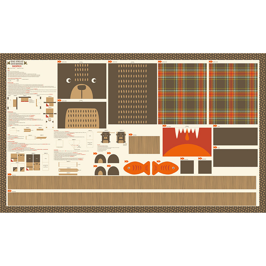  The Great Outdoors 36" X 60" FLAWED Bear Backpack Panel Multi 