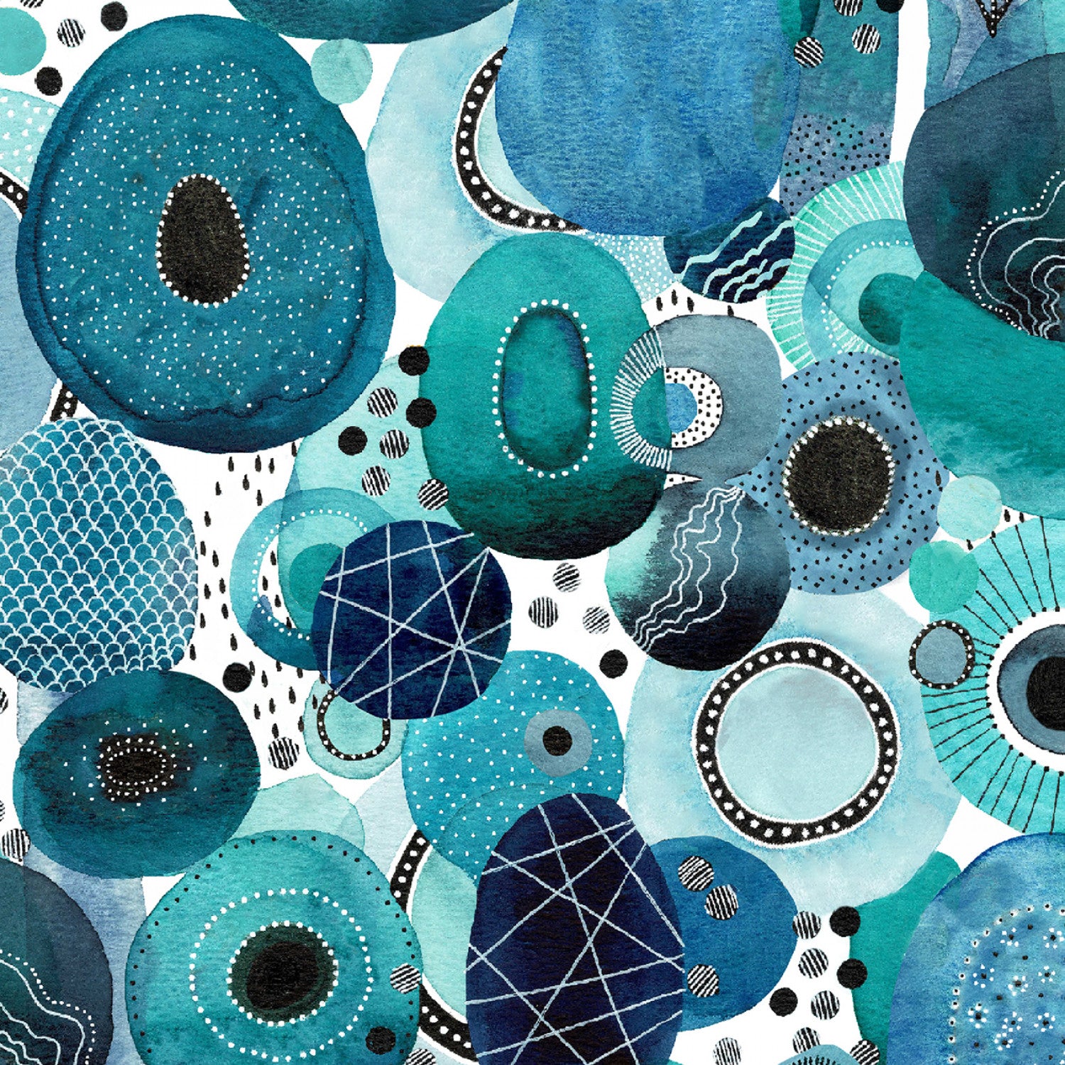  108" Wide Quilt Backing Ebb & Flow Genesis Aqua 