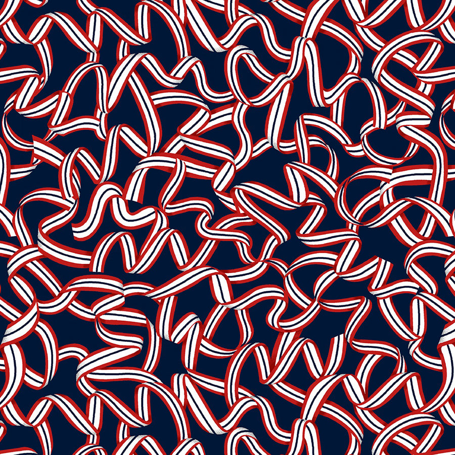  108" Wide Quilt Backing Red, White and Starry Blue Too Ribbons Patriotic 