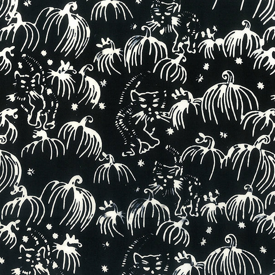  Spooky Batiks Pumpkin Patch Black 