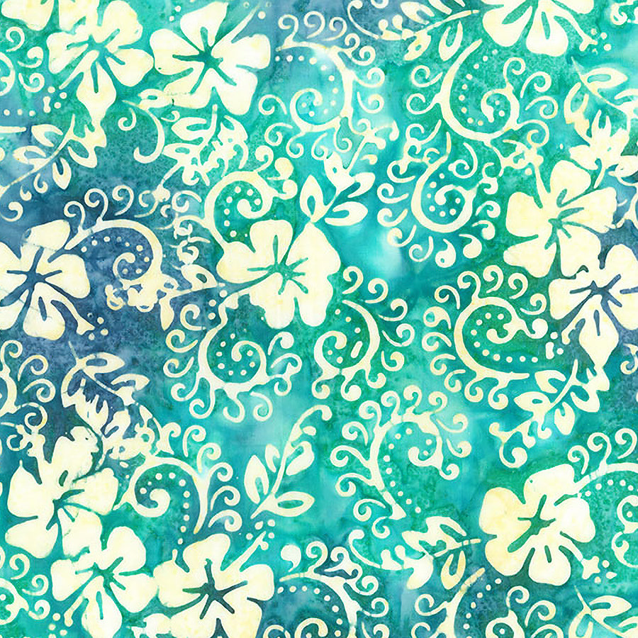  Boardwalk Dreams Batiks Hibiscus Swirl Sea Glass 