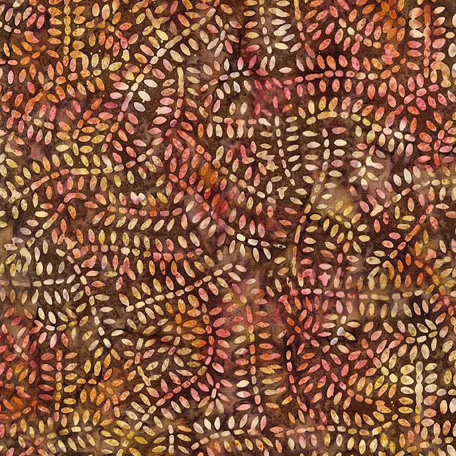  Tonga Windsong Batiks Rainfall Leaves Truffle 