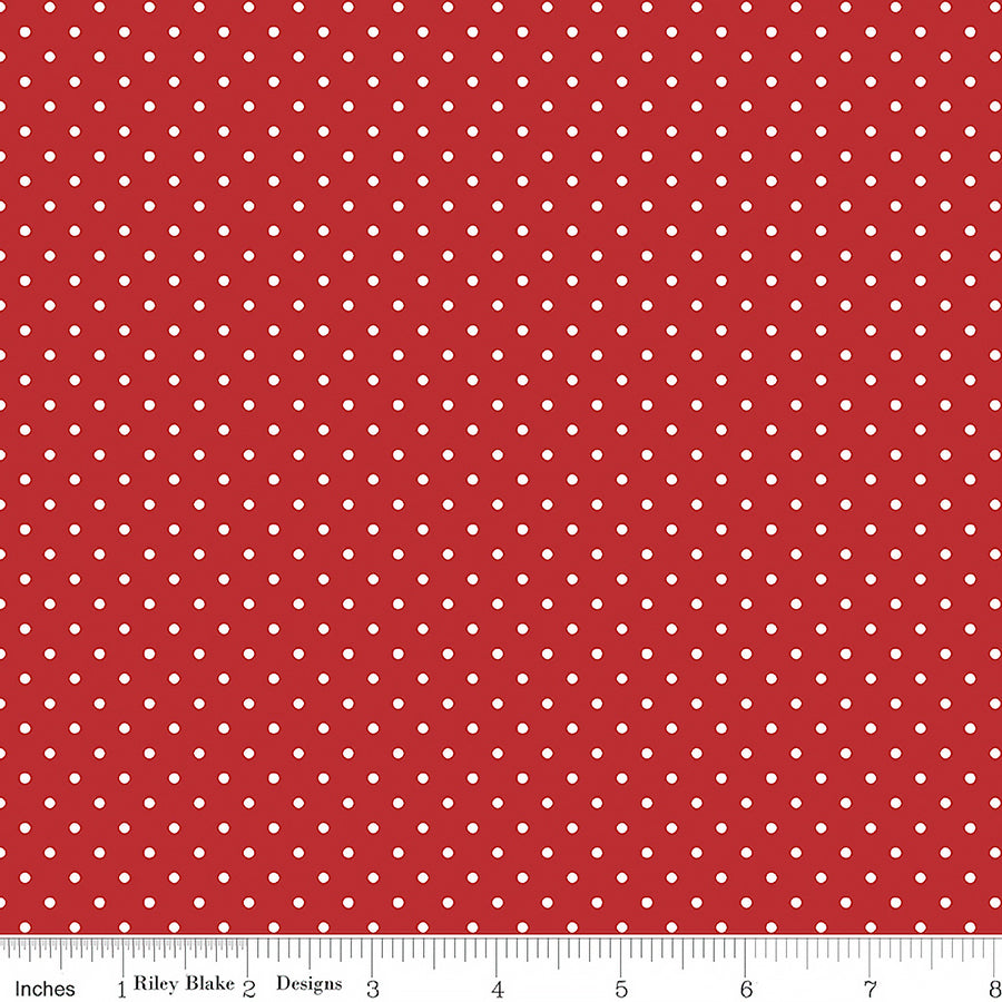  Swiss Dot White On Barn Red 