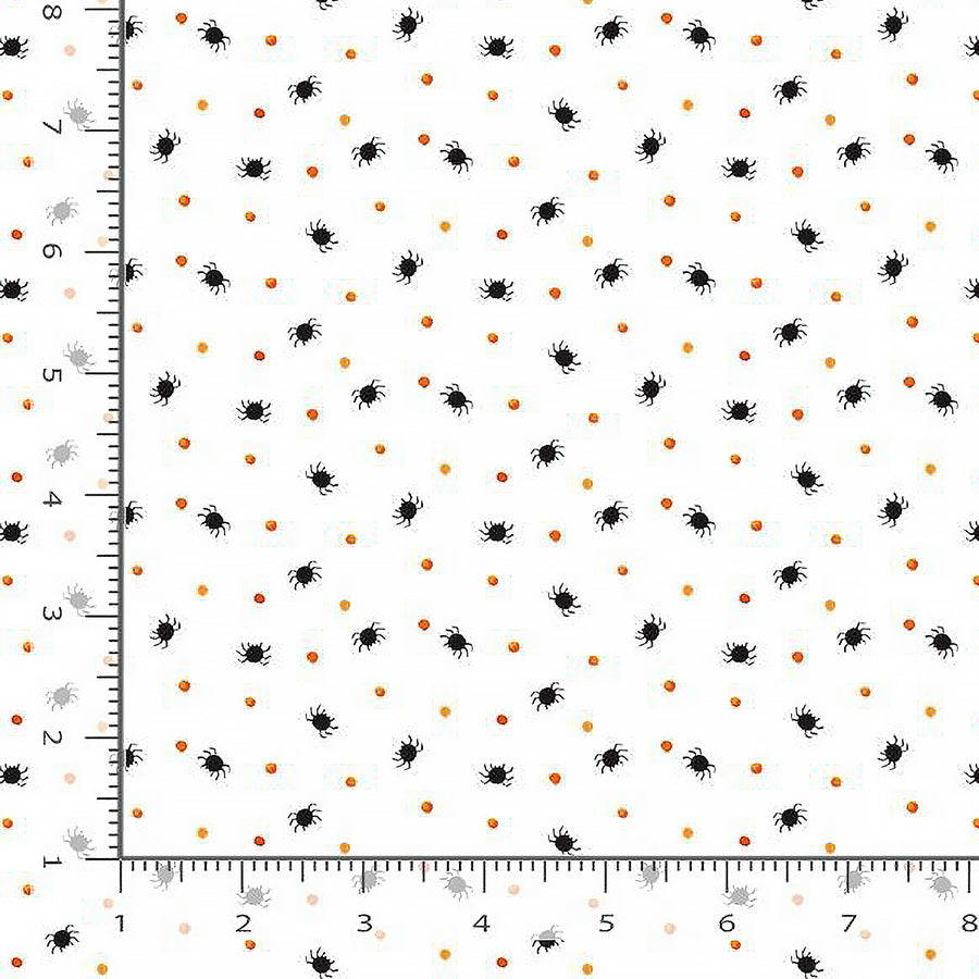  Haunted House Tiny Spiders & Dots White 