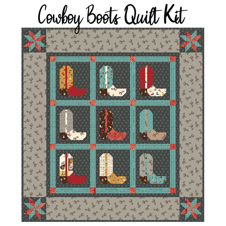  Cowboy Boots Quilt Kit with Cowboys from Riley Blake 