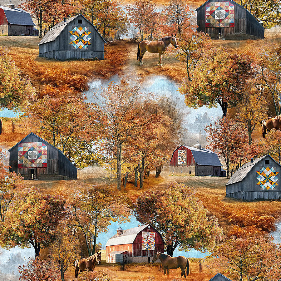  Barn Quilts Barn Scenic Rust Multi 