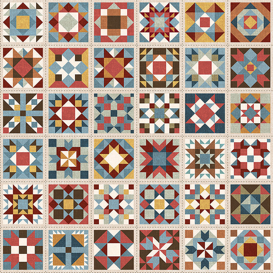  Barn Quilts Quilt Blocks Beige Multi 