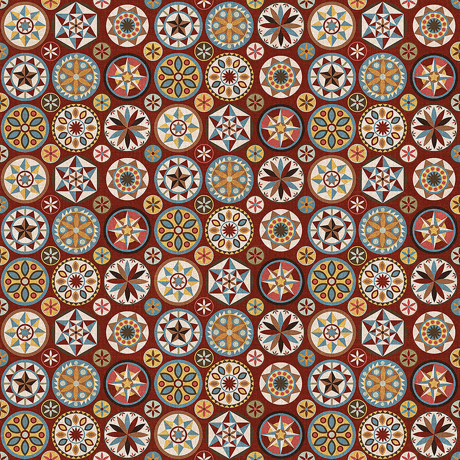  Barn Quilts Circles Red Multi 