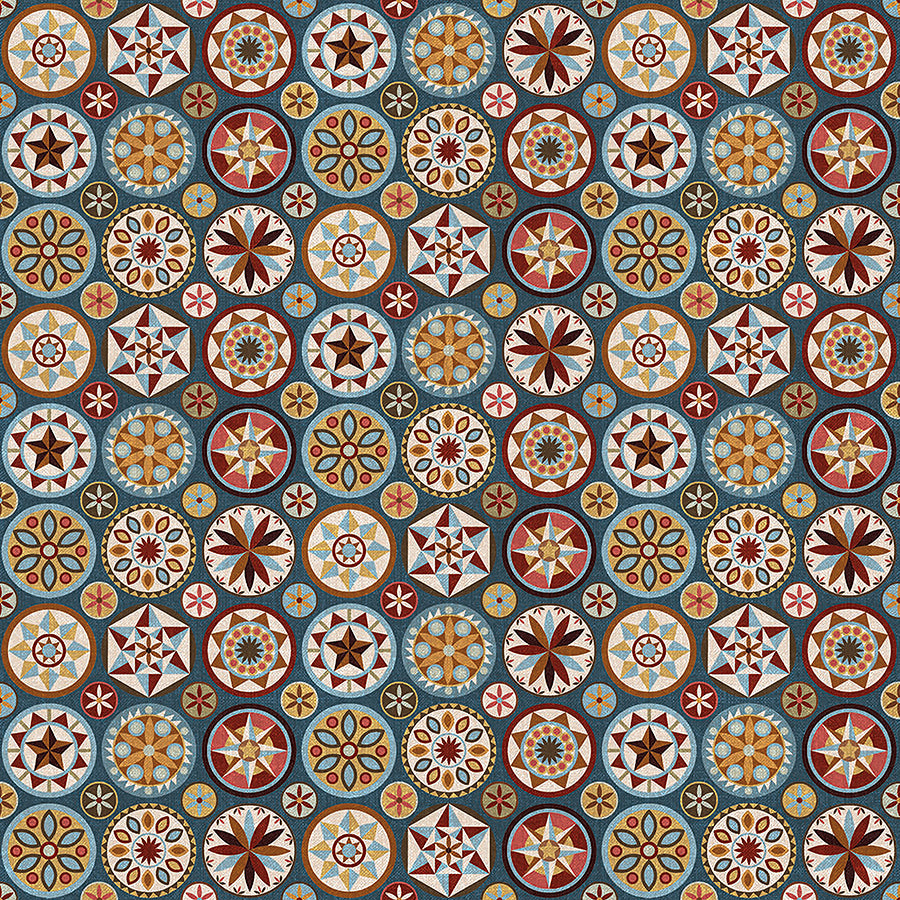  Barn Quilts Circles Blue Multi 