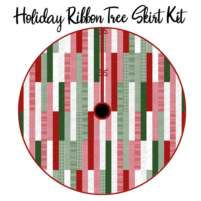  Holiday Ribbons Tree Skirt Kit with Deck the Halls from Wilmington 