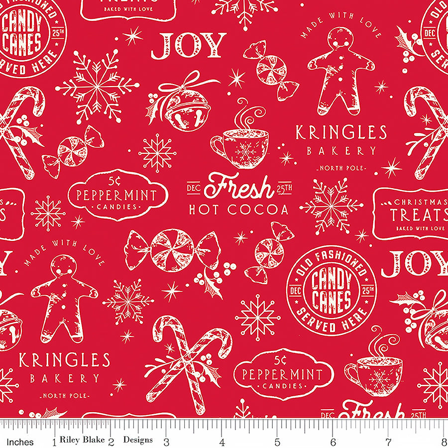  Designer Flannel Christmas Treats Red 