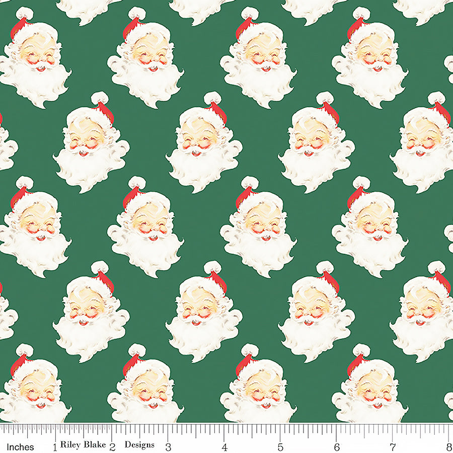  Designer Flannel Santa Heads Pine 