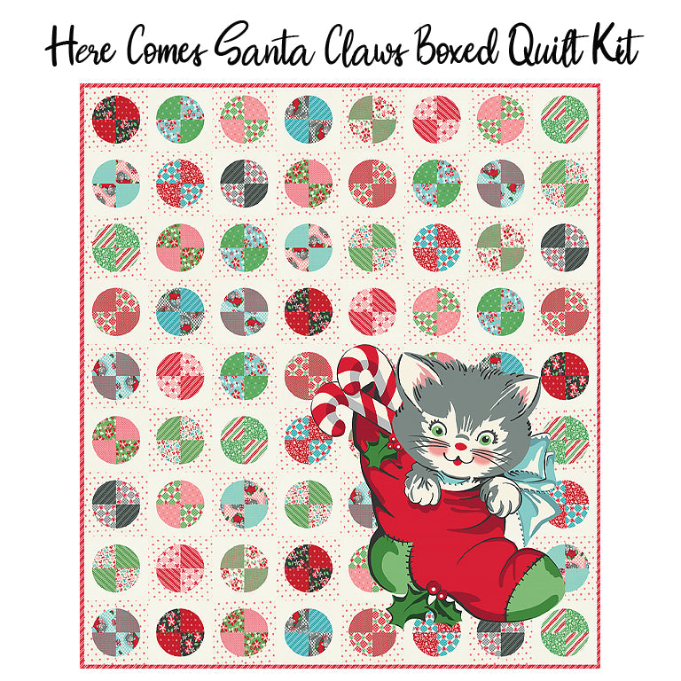  Here Comes Santa Claws Boxed Quilt Kit with Kitty Christmas from Moda 