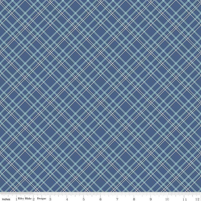  108" Wide Quilt Backing Bee Backings and Borders Plaid Blue 