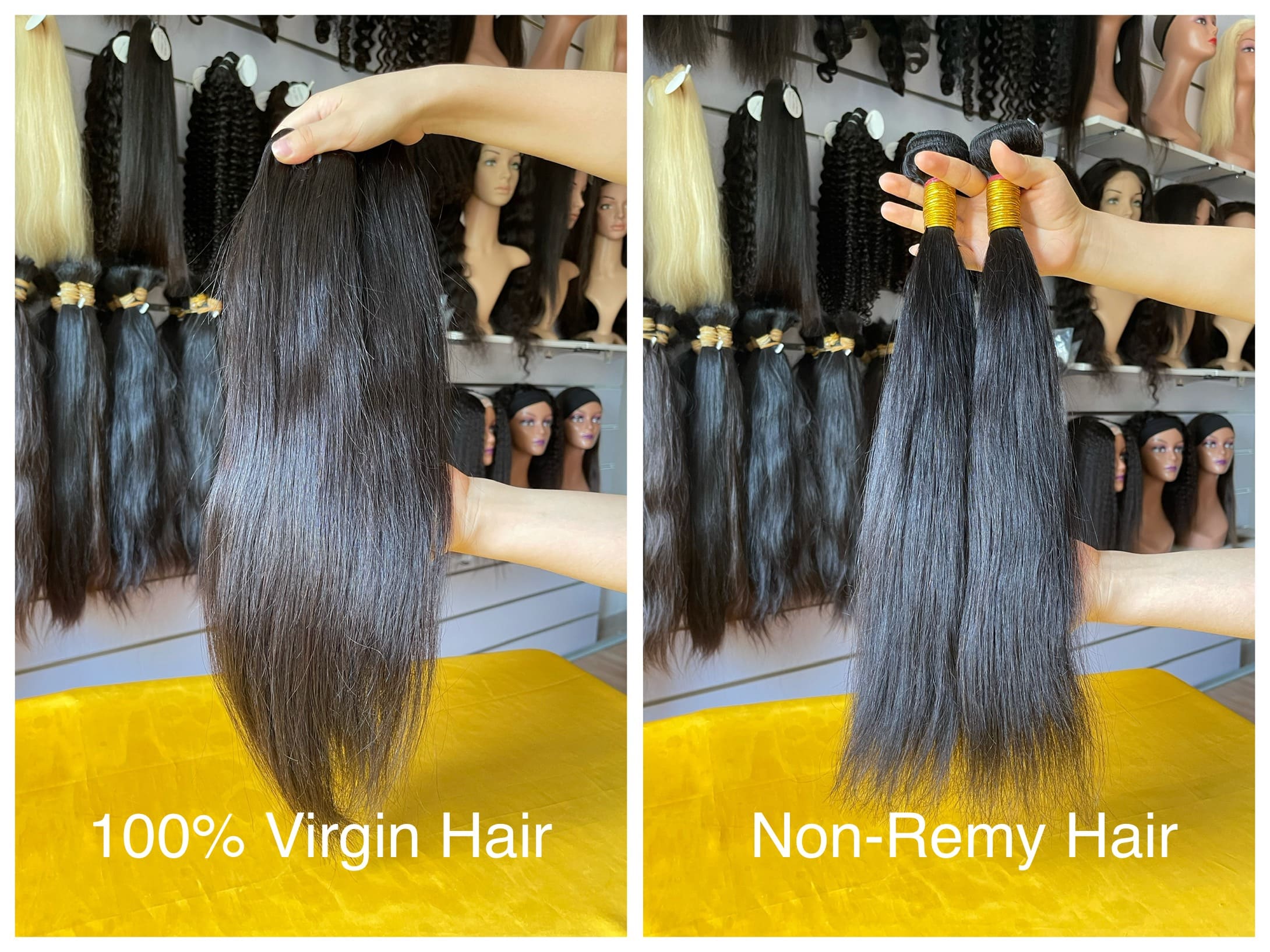 100% virgin hair VS Non-remy hair