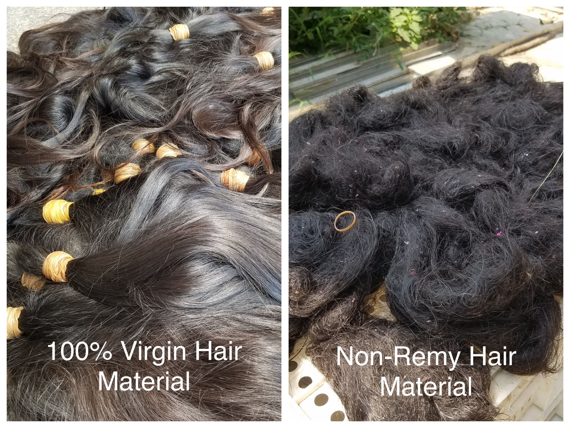 100% virgin hair material VS Non-Remy Hair Material