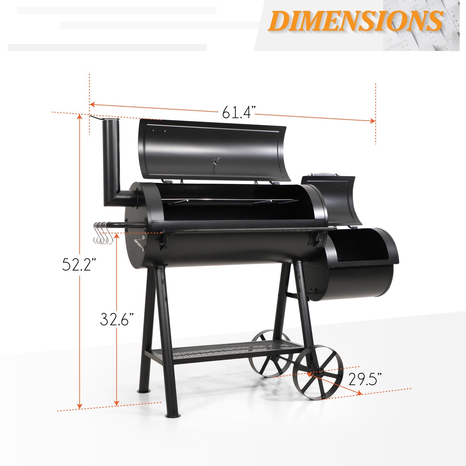 Captiva Designs Charcoal Smoker Grill with Offset Smoke Box