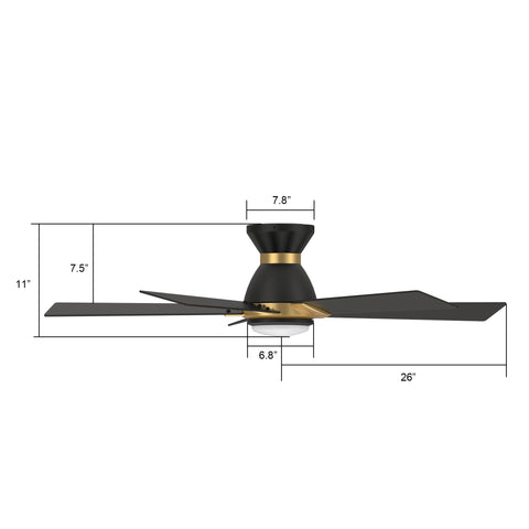 Aspen 52 inch Outdoor Flush Mount Alexa Fan with Light