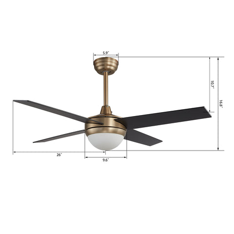 Nova 52 inch Smart Ceiling Fan, Works with Google Assistant and Alexa
