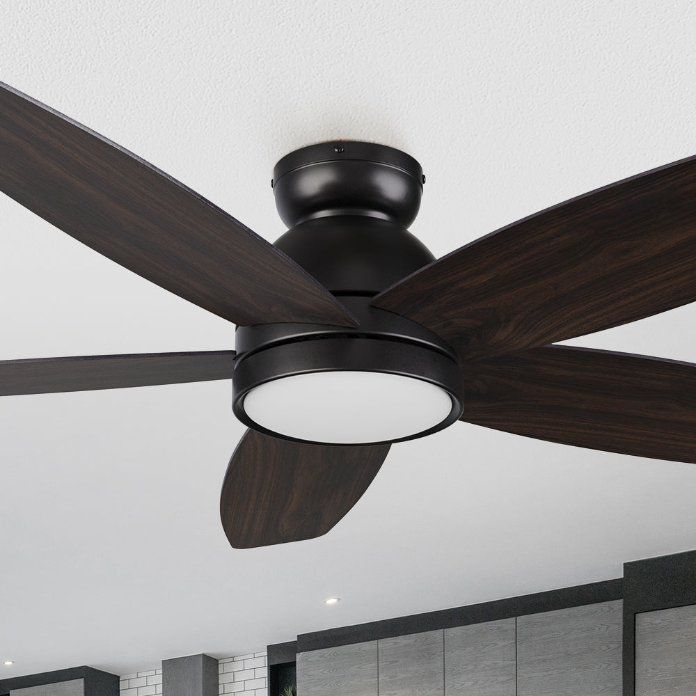 Povjeta Low Profile Ceiling Fan with LED Light and Remote 52 inch