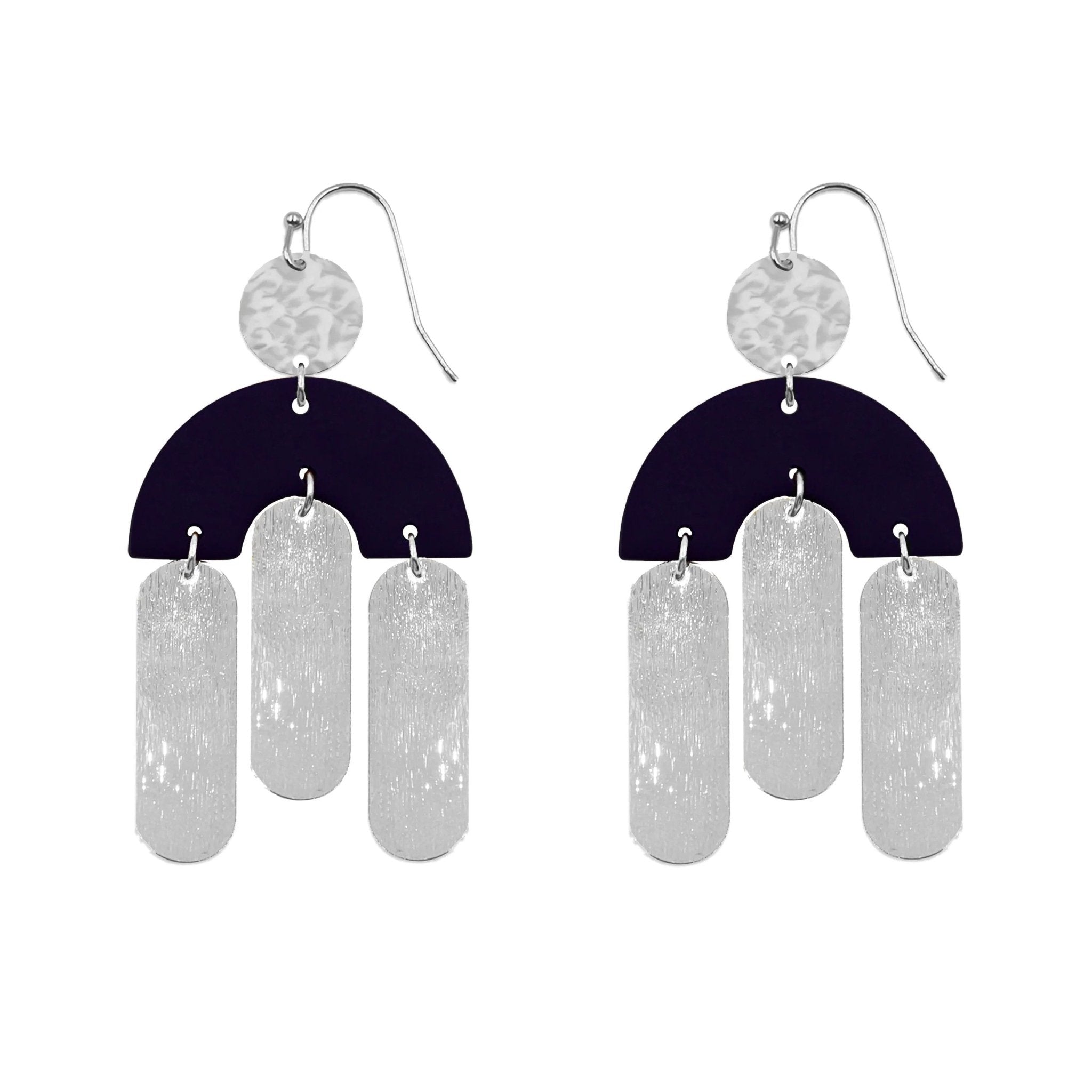 Kinsley Armelle - Kissa Collection Silver Navy Earrings