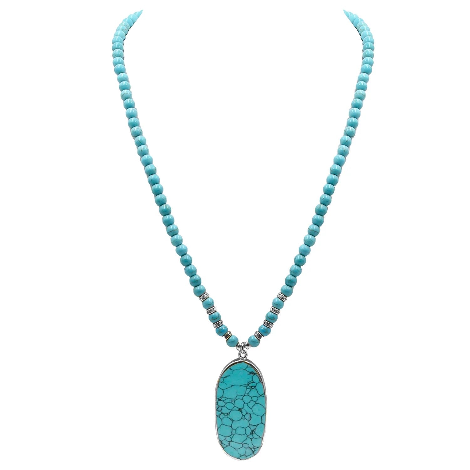 Kinsley Armelle - Montana Collection - Silver Turquoise Necklace - 32 Inch