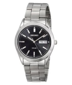 Seiko Men’s Silvertone Solar Calendar Watch