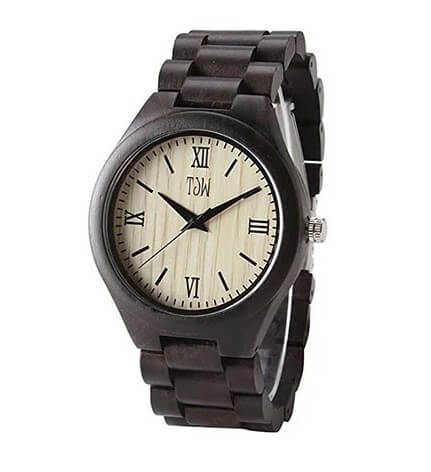 TJW Men’s Natural Wooden Analog Quartz Watch