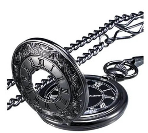 Mudder Vintage Roman Numerals Scale Quartz Pocket Watch