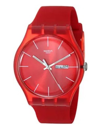 Swatch SUOR701 Quartz Red Plastic Watch